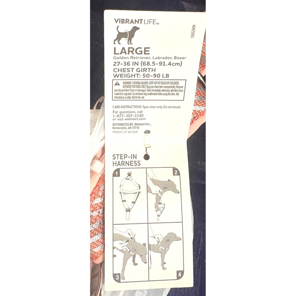 Vibrant Life‎ Step-In Dog Harness Large set of 2 Reflective 27-36 In Girth - Picture 6 of 6